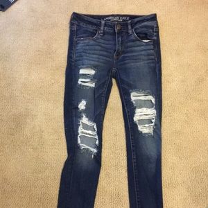 High rise American Eagle ripped jeans.